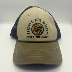 Howler Bros Heed The Call Trucker Hat Tan Olive Navy Mesh Back Adjustable Cap